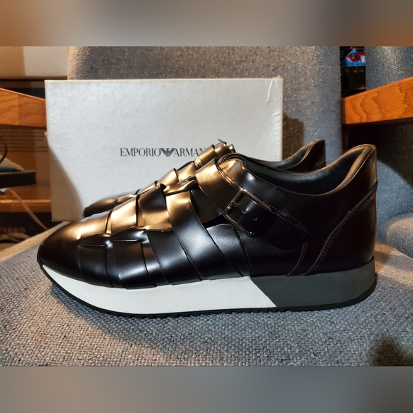 Emporio Armani Classic Monkey Strap Shoes Mens Size 9 - Picture 2 of 10